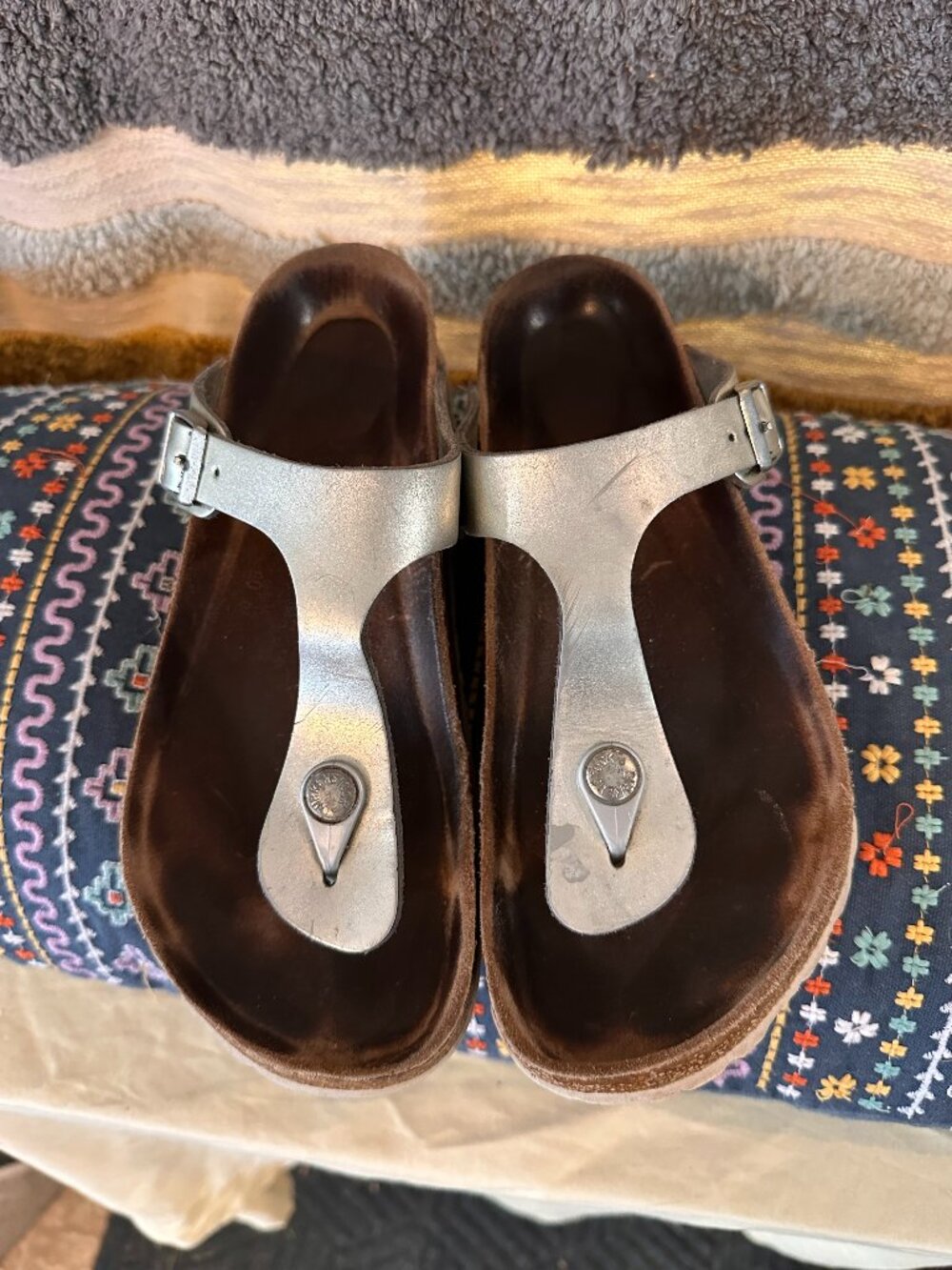 Birkenstock Women's Gizeh Birko-Flor Sandal - Metallic -  Size 39